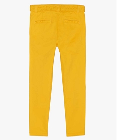 pantalon fille en toile avec ceinture en broderie anglaise jaune pantalons9754501_2