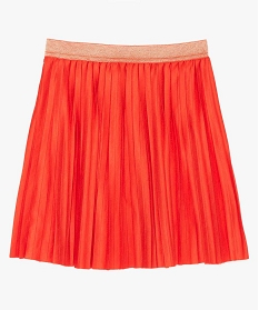 jupe fille plissee avec taille elastiquee tricolore orange9759801_1