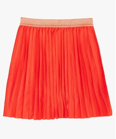jupe fille plissee avec taille elastiquee tricolore orange9759801_2