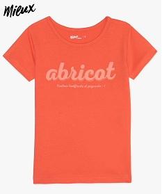 tee-shirt fille a manches courtes a motif en coton bio orange tee-shirts9762201_1