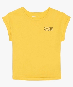 tee-shirt fille a manches courtes a revers contenant du coton bio jaune9762401_1