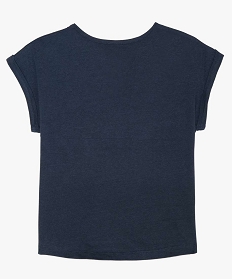 tee-shirt fille a manches courtes a revers contenant du coton bio bleu9762501_2