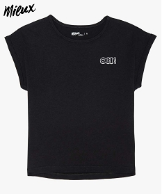 tee-shirt fille a manches courtes a revers contenant du coton bio noir tee-shirts9762601_1