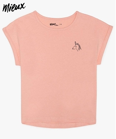 tee-shirt fille a manches courtes a revers contenant du coton bio rose tee-shirts9762701_1