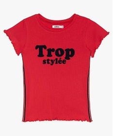 tee-shirt fille en maille cotelee et imprime velours rouge9763101_1