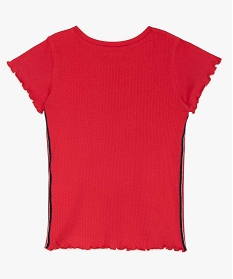tee-shirt fille en maille cotelee et imprime velours rouge tee-shirts9763101_2