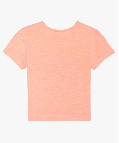 tee-shirt fille en coton avec paillettes et details animes rose9763201_2