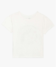 tee-shirt fille en coton avec paillettes et details animes beige9763501_2