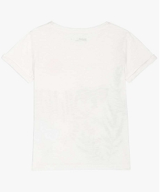 tee-shirt fille imprime a manches courtes contenant du coton bio beige9765601_2