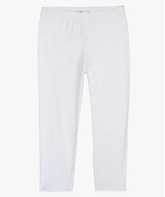 GEMO Legging uni longueur genoux en coton extensible fille blanc standard