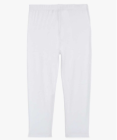 legging uni longueur genoux en coton extensible fille blanc standard9771701_2