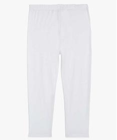 legging fille uni longueur genoux en coton extensible blanc9771701_2