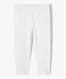 legging uni longueur genoux en coton extensible fille blanc standard9771701_4