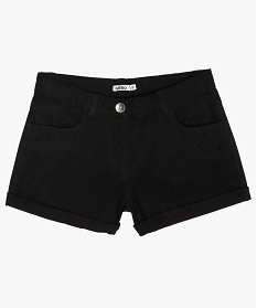 short fille en coton extensible avec revers cousus noir9772001_1