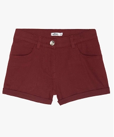 short fille en coton extensible avec revers cousus rouge shorts9772101_1