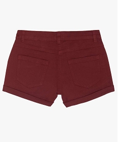 short fille en coton extensible avec revers cousus rouge shorts9772101_3