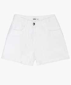 short fille taille haute et finition franges blanc shorts9773001_1