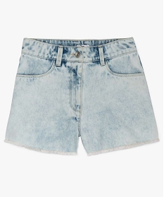 short fille en jean taille haute finitions franges bleu shorts9773901_1
