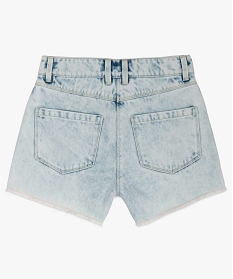 short fille en jean taille haute finitions franges bleu shorts9773901_3
