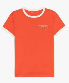 tee-shirt fille avec biais contrastants au col et bas de manches rouge tee-shirts9785401_1