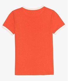 tee-shirt fille avec biais contrastants au col et bas de manches rouge tee-shirts9785401_2