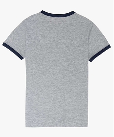 tee-shirt fille avec biais contrastants au col et bas de manches gris tee-shirts9785501_2