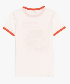 tee-shirt fille avec biais contrastants au col et bas de manches blanc tee-shirts9785601_2