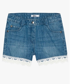 short fille en jean avec bas de jambes en dentelle bleu shorts9829301_1