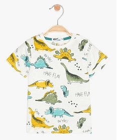 tee-shirt bebe garcon imprime dinosaures avec coton bio blanc tee-shirts manches courtes9842301_1