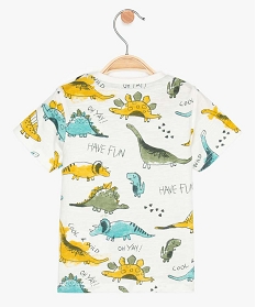 tee-shirt bebe garcon imprime dinosaures avec coton bio blanc9842301_2