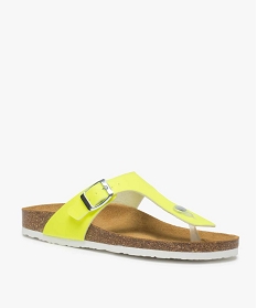 sandales femme fluo a entre-doigt et semelle bicolore jaune sandales plates et nu-pieds9845101_2