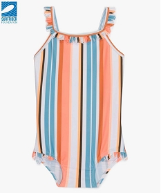 maillot de bain bebe fille 1 piece a rayures multicolores en polyester recycle - gemo x surfrider imprime9849301_1
