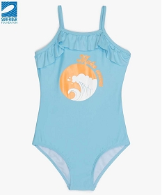 GEMO Maillot de bain fille 1 pièce à fines bretelles - Gémo x Surfrider Bleu