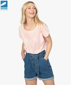 tee-shirt femme en coton bio gemo x surfrider imprime t-shirts manches courtes9850301_1