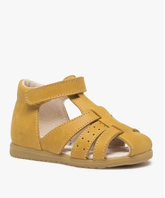 chaussures premiers pas bebe garcon sandales en cuir jaune9851801_2