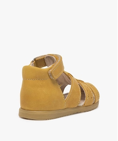 chaussures premiers pas bebe garcon sandales en cuir jaune9851801_4