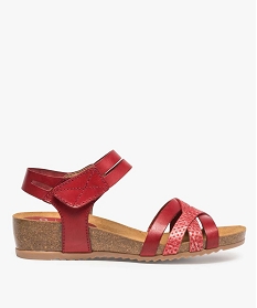 sandales confort femme avec fermeture scratch rouge sandales plates et nu-pieds9853501_1
