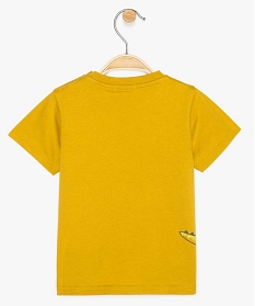 tee-shirt bebe garcon imprime et brode en coton bio jaune9855301_2