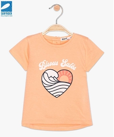 tee-shirt bebe fille imprime avec coton bio - gemo x surfrider orange9855501_1