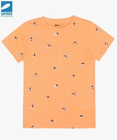 tee-shirt garcon motifs surf en coton bio - gemo x surfrider orange9856601_1