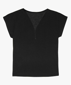 tee-shirt fille avec col v zippe et bandes sur les epaules noir9856801_2