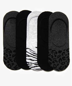 chaussettes femme ultra-courtes motif animalier (lot de 5) noir chaussettes9864701_1