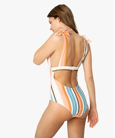 maillot de bain femme une piece en polyester recycle - gemo x surfrider imprime9867201_3