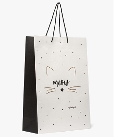 sac cadeau en papier recycle imprime chat et paillettes blanc standard9879901_1