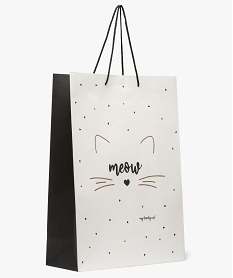 sac cadeau en papier recycle imprime chat et paillettes blanc9879901_2