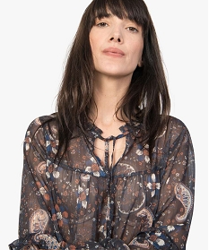 blouse femme en voile imprime et fil scintillant imprime blouses9896101_2