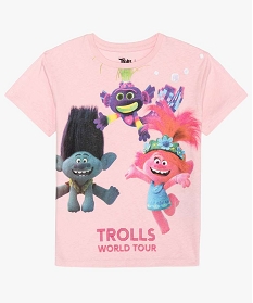 tee-shirt fille avec motif trolls - dreamworks rose9911301_1