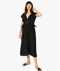robe femme sans manches en crepe avec nouds sur les cotes noir9912201_1