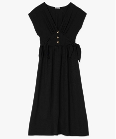 robe femme sans manches en crepe avec nœuds sur les cotes noir robes9912201_4