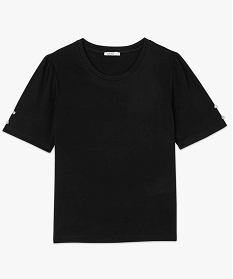 tee-shirt femme a manches courtes froncees noir t-shirts manches courtes9912301_4